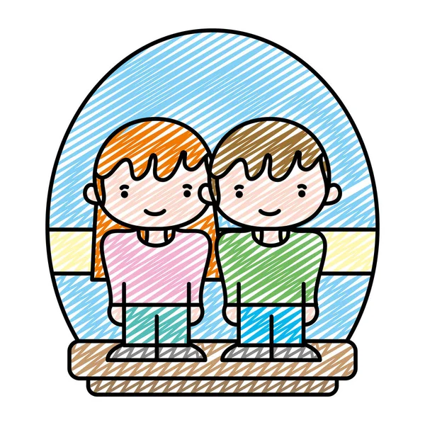 Doodle Feliz Casal Mulher Homem Juntos Ilustração Vetorial — Vetor de Stock