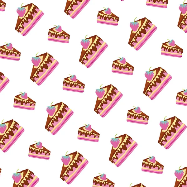 Starwberry 背景ベクトル図と甘いおいしいケーキ — ストックベクタ
