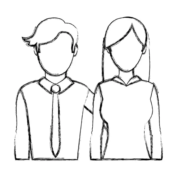 Grunge Professionele Vrouw Man Partner Vrienden Vector Illustratie — Stockvector