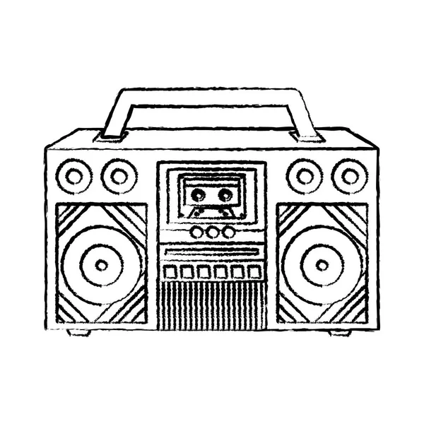 Grunge Retro Radio Musik Sound Objekt Vektor Illustration — Stockvektor