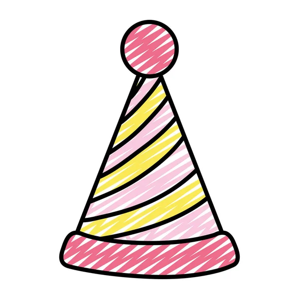 落書きパーティー帽子のライン装飾スタイル ベクトル図 — ストックベクタ