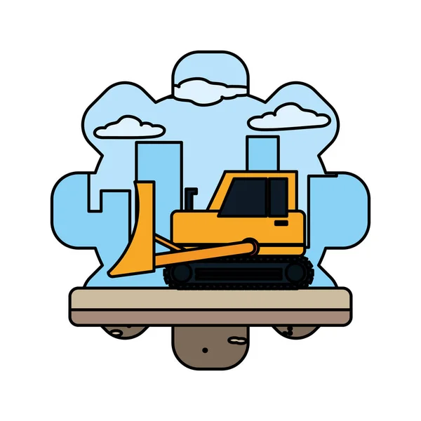 Farbe Bulldozer Ausrüstung Bau Industrie Service Vektor Illustration — Stockvektor