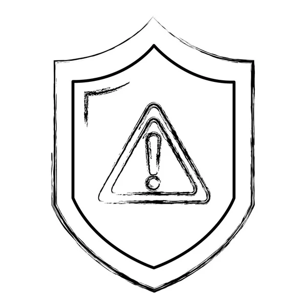 Simbolo Avvertimento Grunge All Interno Protezione Scudo Sicurezza Vettoriale Illustrazione — Vettoriale Stock