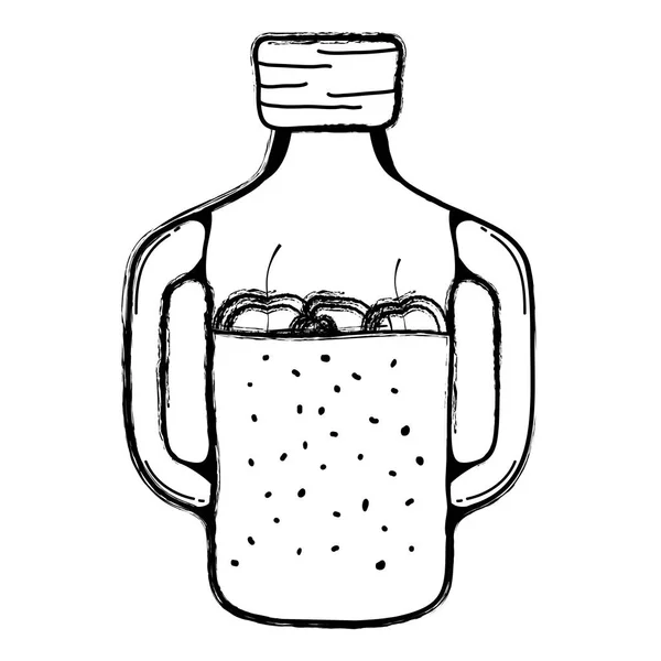 Grunge Mason Jar Met Biologische Appels Behouden Vectorillustratie — Stockvector