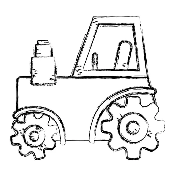 Grunge Agrimotor Traktor Mezőgazdasági Berendezések Ipari Vektoros Illusztráció — Stock Vector