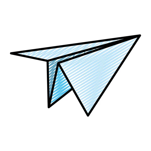 Doodle Plano Papel Origami Objeto Design Vetor Ilustração — Vetor de Stock