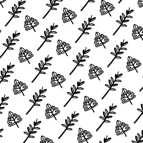 Линия Экологии Ветви Тропических Листьев Фоновая Векторная Иллюстрация — стоковый вектор