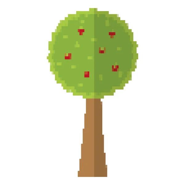 Pixelated Tree Stalk Nature Fruits Vector Illustration — Stock Vector