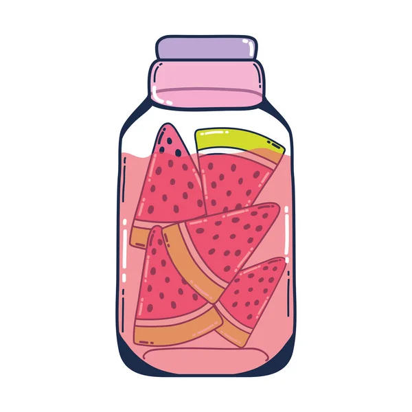 Watermelon Healthy Juice Nature Jar Vector Illustration — Stock Vector