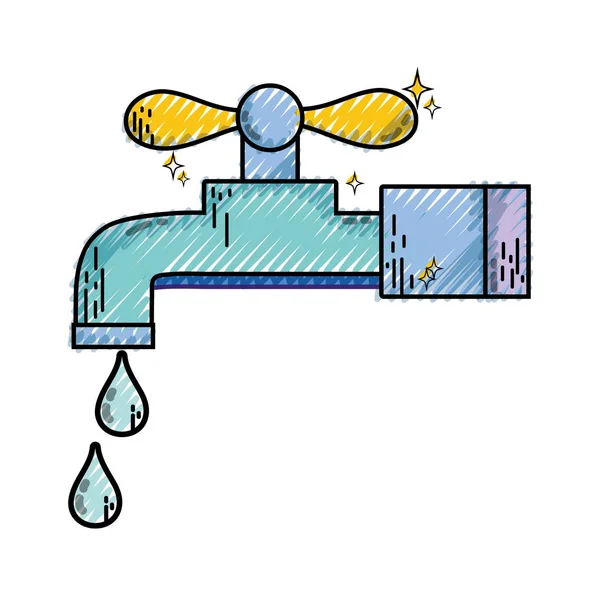 Τριμμένο Καθαρό Μέταλλο Βρύση Νερό Σταγόνες Εικονογράφηση Διάνυσμα — Διανυσματικό Αρχείο