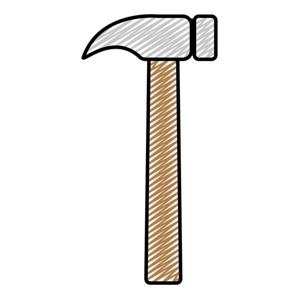 Doodle Hammer Equipment Service Repair Industry Vector Illustration — Stock Vector