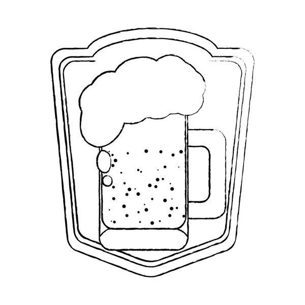 Grunge Schuim Bier Liquor Glas Embleem Vectorillustratie — Stockvector