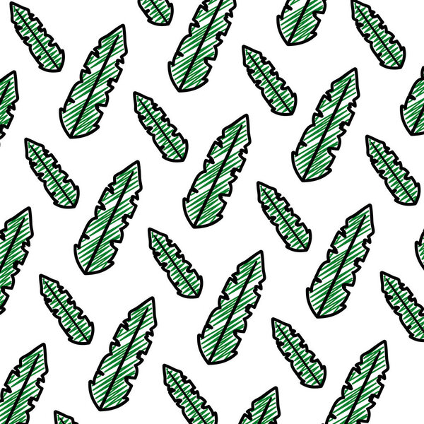 doodle botanic tropical leaf style background vector illustration