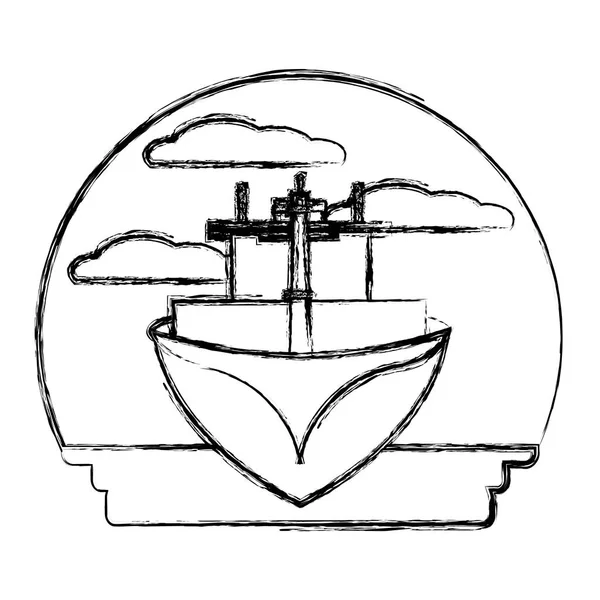 Grunge Voorste Schip Vervoer Zee Voertuig Vectorillustratie — Stockvector