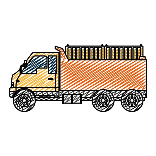 Doodle Nákladní Kontejnery Transport Dodání Služby Vektorové Ilustrace — Stockový vektor
