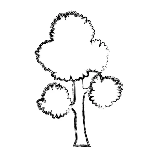 Grunge Árvore Exótica Ramos Folhas Talo Vetor Ilustração — Vetor de Stock