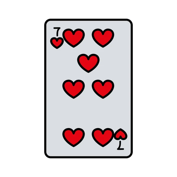 Cor Sete Corações Cassino Cartão Jogo Vetor Ilustração — Vetor de Stock