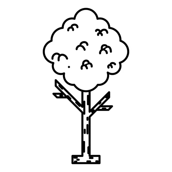 Linha Natureza Árvore Folhas Com Ramo Talo Vetor Ilustração — Vetor de Stock