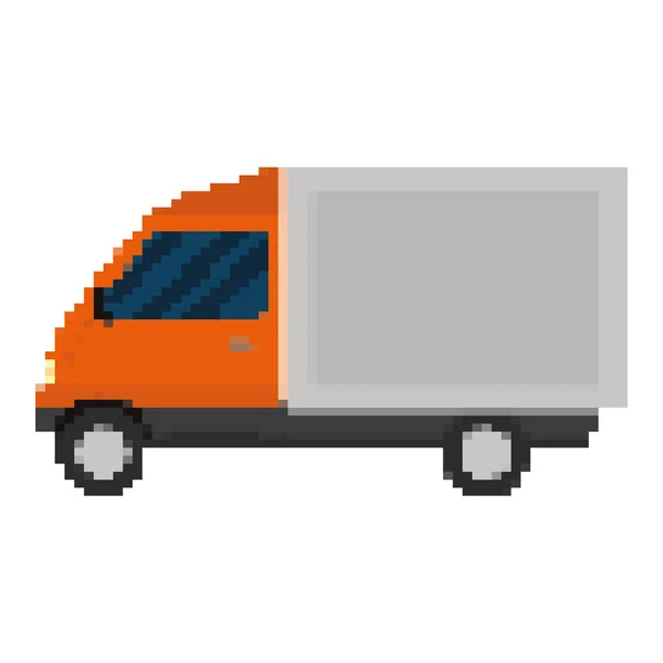 Pixelated Truck Commercial Delivery Transport Vector Illustration — Stock Vector