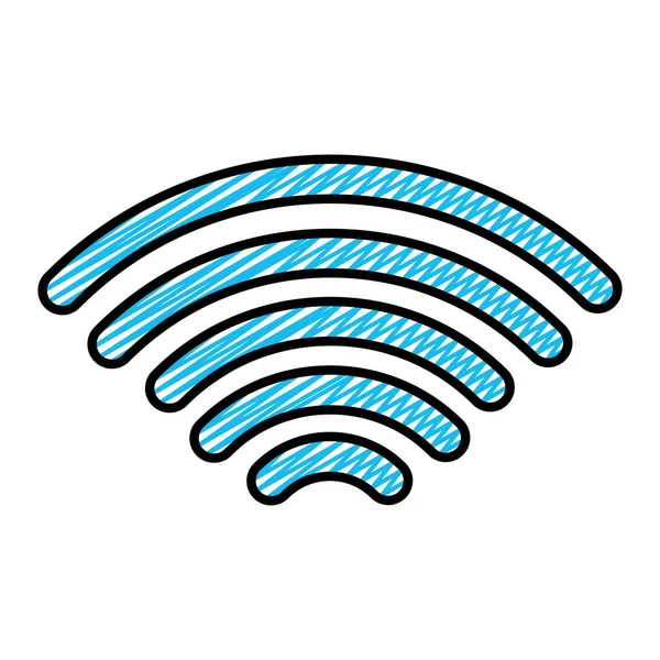 Doodle Digital Wifi Signal Mobil Anslutning Vektorillustration — Stock vektor