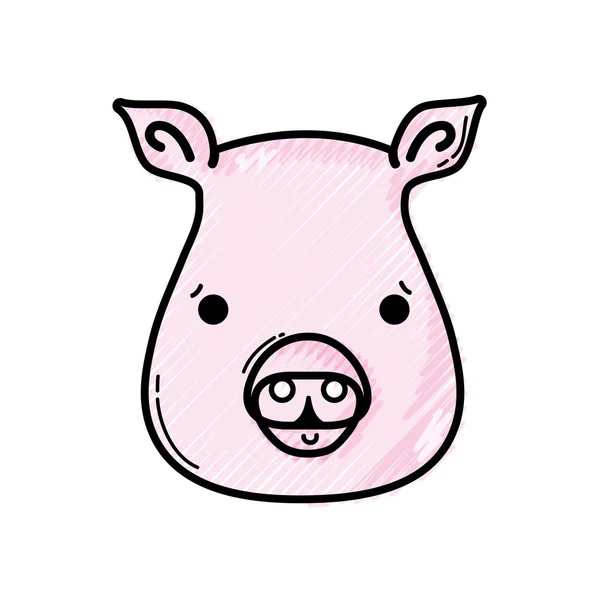 Geriebene Niedliche Schweinekopf Wilde Tier Vektor Illustration — Stockvektor