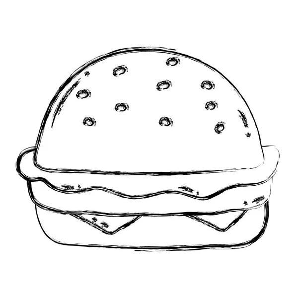 Grunge Delicios Hamburger Nesănătos Fast Food Masă Vector Ilustrare — Vector de stoc