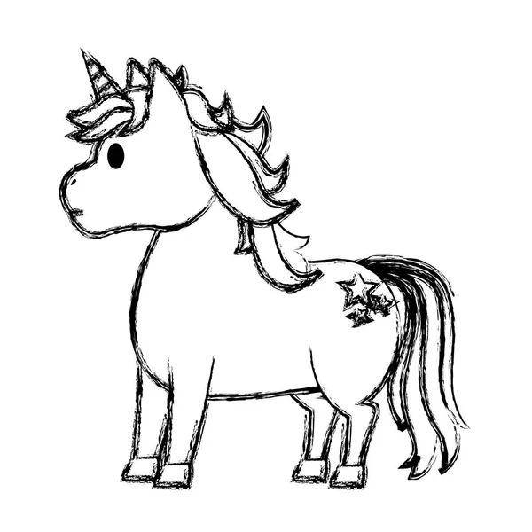 Grunge Cute Unicorn Stars Tattoo Style Vector Illustration — Stock Vector