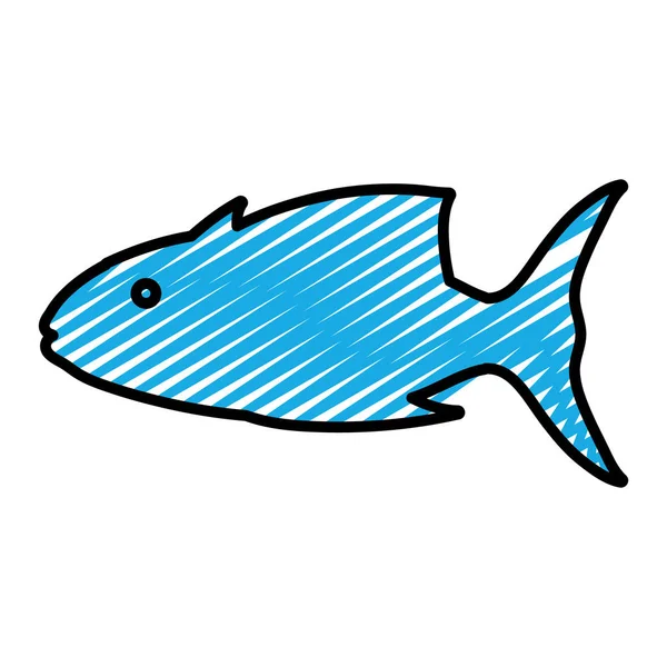 Doodle Tuňáka Tropické Přírody Zvířat Vektorové Ilustrace — Stockový vektor