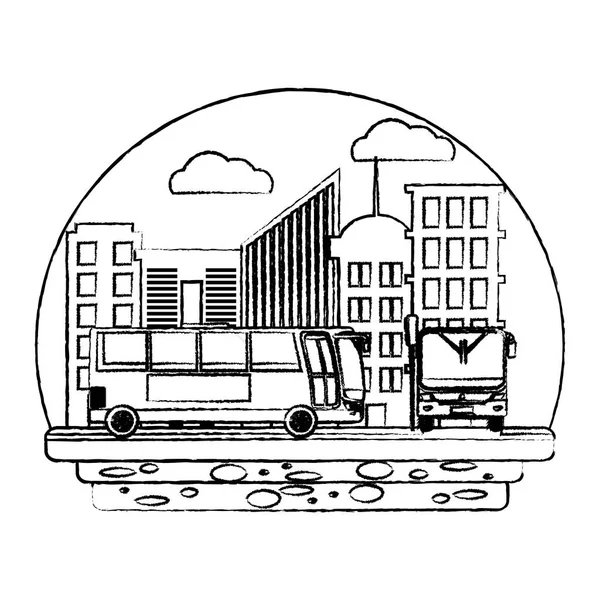 市内旅客ベクトル図のグランジ都市バス交通 — ストックベクタ