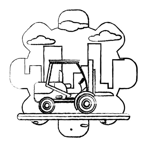 Grunge Industrie Gabelstapler Ausrüstung Bau Service Vektor Illustration — Stockvektor