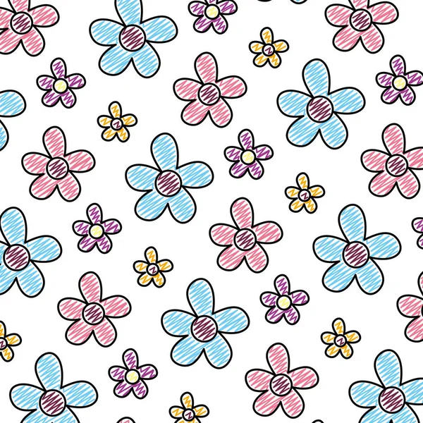 doodle spring flower with exotic petals background vector illustration