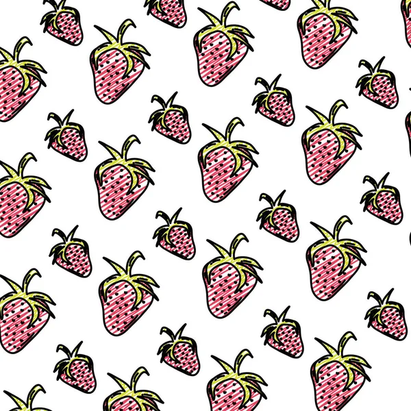 おいしいイチゴの有機果物背景ベクトル図を落書き — ストックベクタ