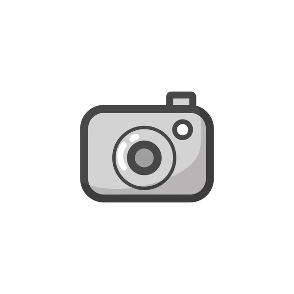 Grayscale Digital Camera Technology Object Photograph Vector Illustration — Stock Vector