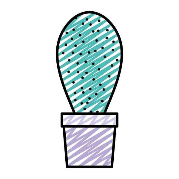 Doodle Exotische Pflanze Mit Schönen Blatt Blumentopf Vektor Illustration — Stockvektor