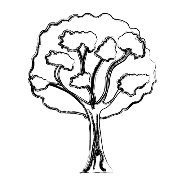 Tallo Árbol Belleza Grunge Con Ramas Hojas Vector Ilustración — Archivo Imágenes Vectoriales