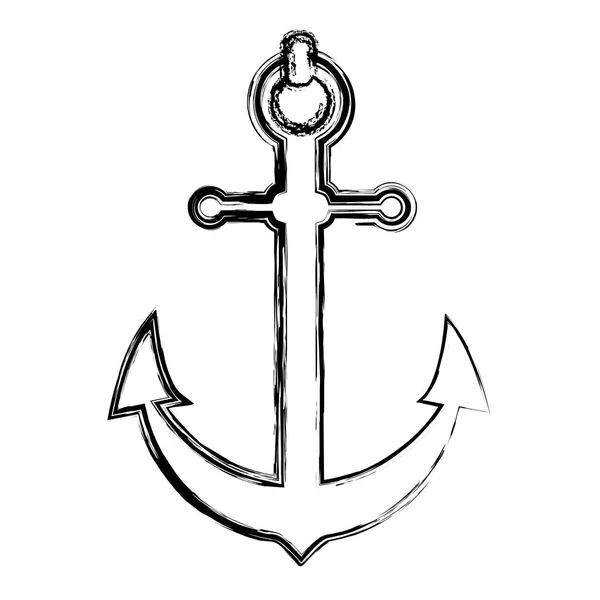 Grunge Nautische Ankerobjekt Schiff Symbol Vektor Illustration — Stockvektor