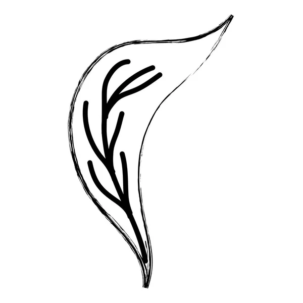 Grunge Mignon Feuille Naturelle Botanique Style Vectoriel Illustration — Image vectorielle