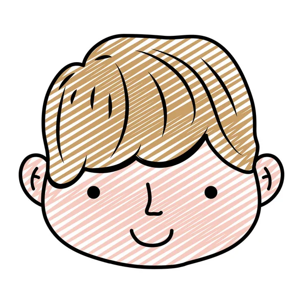 Doodle Nice Man Head Dengan Gambar Vektor Gaya Rambut Pendek - Stok Vektor