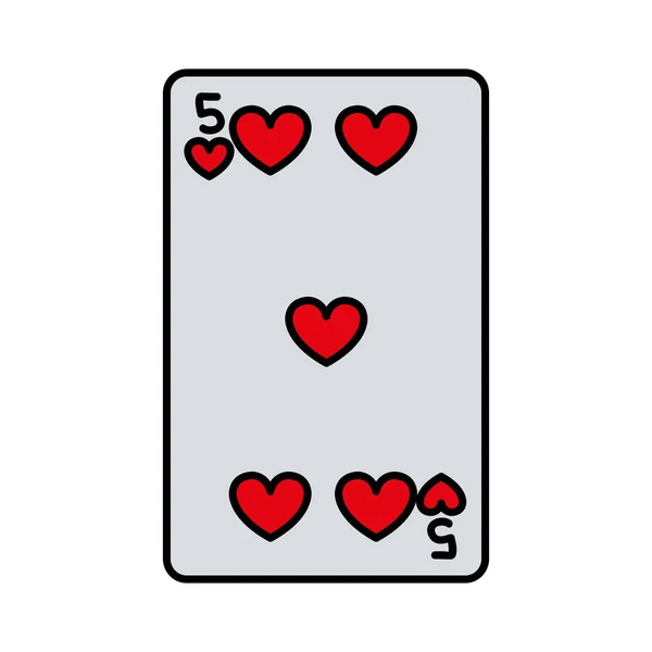 Illustration Vectorielle Jeu Cartes Casino Cinq Coeurs — Image vectorielle