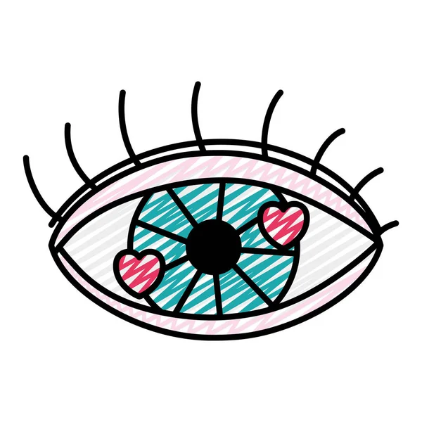 Doodle Eye Lovestruck Romantische Menschliche Gefühle Vektor Illustration — Stockvektor