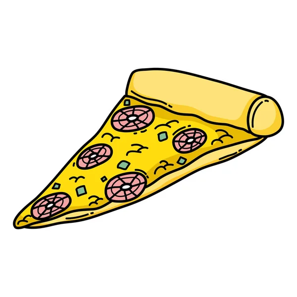 Pyszne Pizza Salami Ser Żywności Wektor Ilustracja — Wektor stockowy