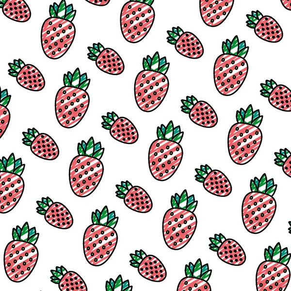 Garabato Delicioso Fresa Fruta Fresca Fondo Vector Ilustración — Vector de stock