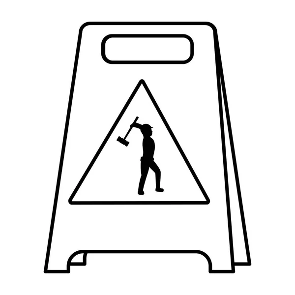 Linha Plástico Cautela Emblema Trabalhador Com Ilustração Vetor Martelo — Vetor de Stock