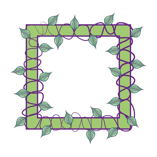 Quadratische Pflanzenzweige Mit Tropischen Blättern Vektor Illustration — Stockvektor