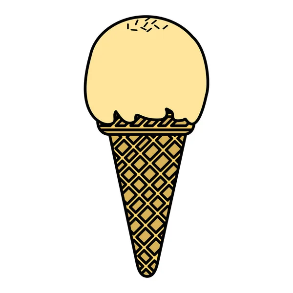 Crème Glacée Avec Une Illustration Vectorielle Boule Cône — Image vectorielle