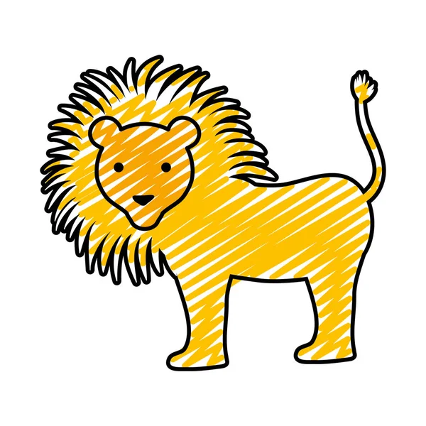 Illustration Vectorielle Animal Sauvage Lion Mâle Doodle — Image vectorielle
