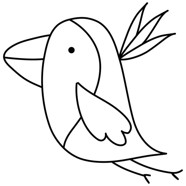 Line Nice Bird Wild Animal Creature Vector Illustration — Stock Vector
