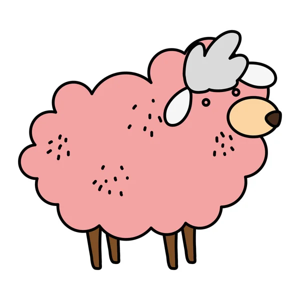 Color Cute Sheep Farm Animal Icon Vector Illustration — Stock Vector