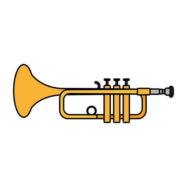 Kolor Muzyka Trumpet Instrumentu Melodia Artystyczny Ilustracja Wektorowa — Wektor stockowy