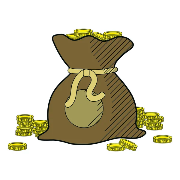 Salvar Moedas Dinheiro Dentro Saco Vetor Ilustração — Vetor de Stock